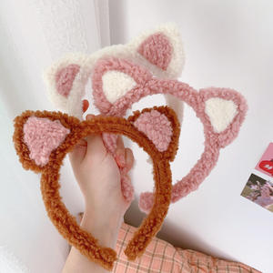 Serre-tête en laine à oreilles de chat mignonnes style coréen pour filles, accessoire de mode en peluche, bandeau de dessin animé pour enfants, coiffe douce, accessoires capillaires - Product Image 3