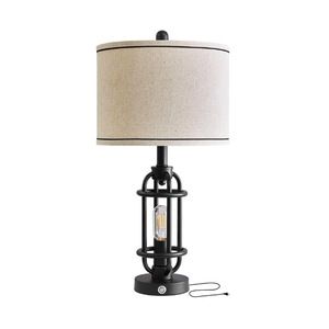 Modern Table Lamp With Touch Control E26 LED Beige Shade <b>Iron</b> Body For Bedroom Desk Lighting - Product Image 5