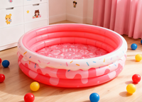 Langlebiger Runder Donut-Aufblaspool für Kinder, Verdicktes PVC-Design mit Wasserbällen für Kleinkinder-Wasserspiele und Garten-Spaß
