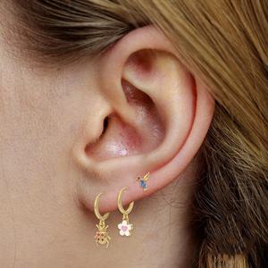 Прекрасный, эмаль, цветок, серьги-кольца для женщин и девочек 925 стерлингового серебра серьги, серьги, ювелирное изделие, модные серьги в форме плата 925 - Product Image 2