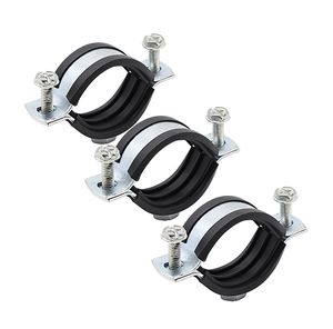 Abrazadera de tubo de dos tornillos chapada en zinc de acero galvanizado con perchas de anillo dividido forradas de caucho EPDM - Product Image 2