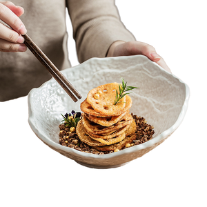 Plato de Cerámica Clásico con Relieve, Ecológico, Blanco, para Platos Fríos, Ensaladas, Pasta, Postres, Filetes, Bandeja para Servir, para Fiestas y Bodas - Product Image 1