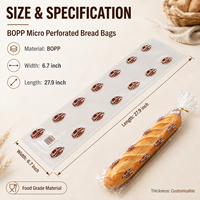Sacs à pain micro-perforés en BOPP de qualité alimentaire, emballage transparent personnalisé pour boulangerie, pour pain en paine