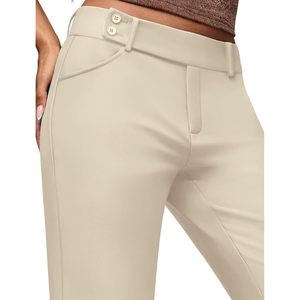 Pantalon de travail pour femme, coupe large, taille haute, extensible, anti-plis, style business décontracté - Product Image 3