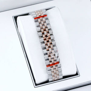 Montre mécanique bicolore 41 mm 36 mm entièrement sertie de zircons style hip-hop personnalisable avec moissanite - Product Image 5