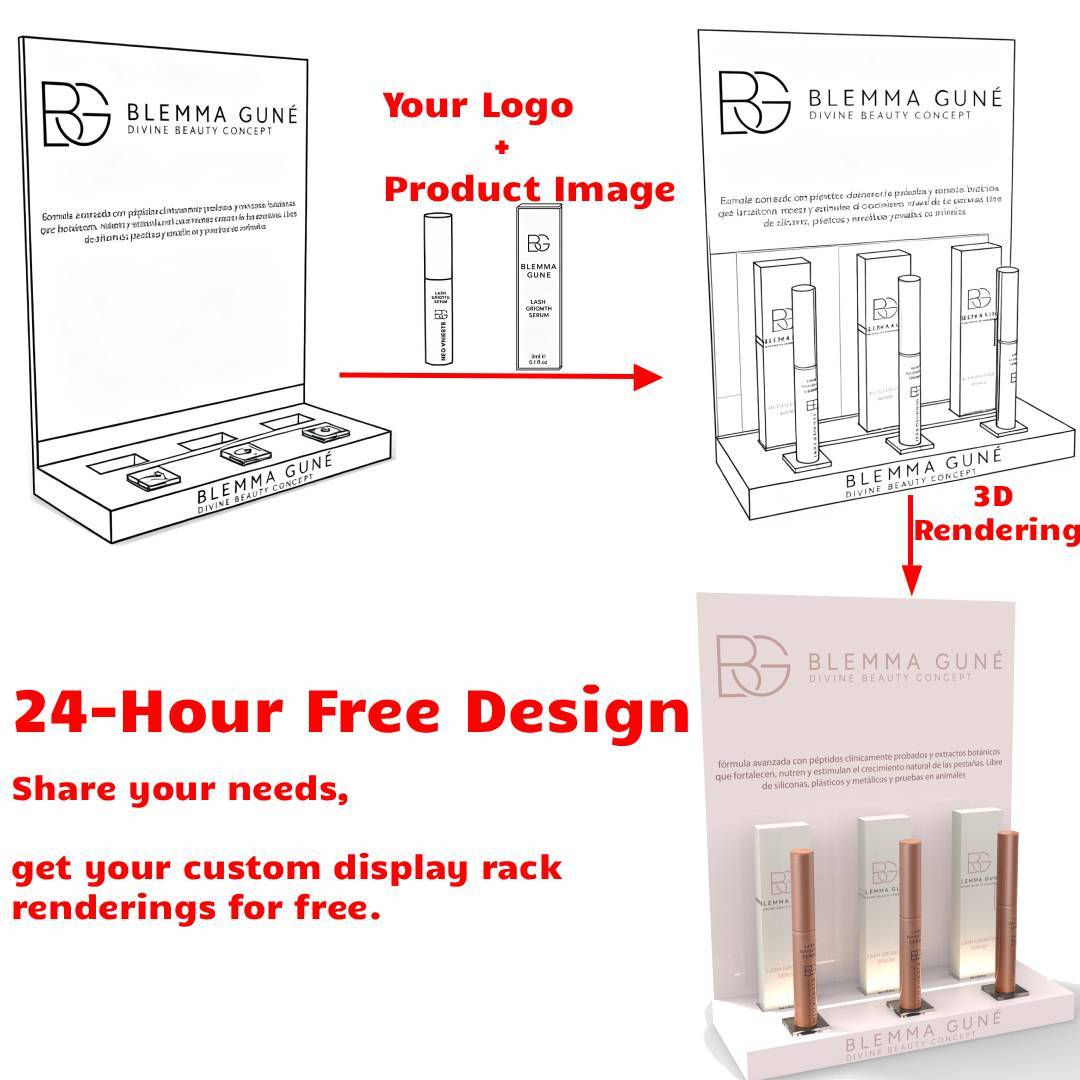 Customized Acrylic Tabletop Skincare Display Stand with LED Light for Cosmetic Counter Product Display in Skincare Retail Stores — view 4