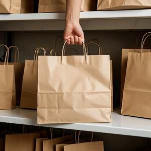 KM Small Brown Kraft <b>Gift</b> Paper <b>Bags</b> with Handle for Wedding Christmas Birthday Party Favors Grocery Craft Retail Shopping Goody - Product Image 1