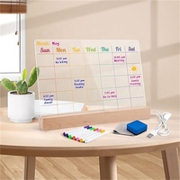 Tableau acrylique effaçable à sec avec support lumineux, tableau blanc calendrier de bureau pour bureau,mémo pour bureau maison