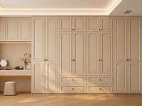 Armoire de chambre sur mesure en MDF, style moderne, dressing avec coiffeuse et éclairage LED, meuble de rangement personnalisé pour toute la maison