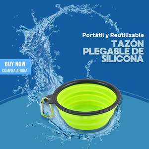Ciotola pieghevole in silicone per animali domestici 13x7,5x5,5 cm con moschettone, contenitore portatile riutilizzabile per cani e gatti - Product Image 6