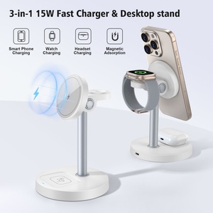สินค้ามาแรงปี 2026 แท่นชาร์จไร้สายแบบเร็ว 3-in-1 15W แม่เหล็กสำหรับ iPhone นาฬิกา และหูฟัง รองรับมาตรฐาน CE ROSH - Product Image 5