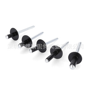 Blind Rivet Set 200Pcs Aluminum Shell Iron Rod Black Painted Button Head With Washer For Metal Repair - Product Image 4
