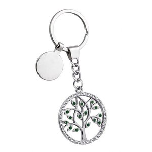 Portachiavi in metallo con albero della vita e strass, scatola non inclusa - Product Image 1