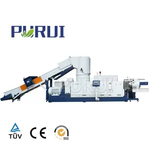 PURUI waste LLDPE LDPE HDPE ฟิล์มพลาสติกรีไซเคิล granulating line compactor และอัตโนมัติระบบชั่งน้ำหนัก