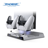 Station de charge et de refroidissement multifonctionnelle DOBE pour PS5/Slim/Pro avec ventilateur de refroidissement, support de charge double pour manettes et éclairage RGB