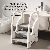 Tabouret d'appoint pour lavage des mains des bébés, marchepied pour lavabo d'enfant, tabouret rehausseur de salle de bain, marchepied en plastique pour tout-petits avec main courante
