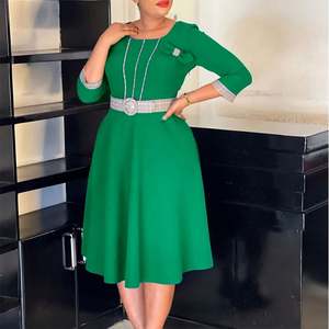 فساتين غير رسمية جديدة أنيقة أوروبية وأميركية وإفريقية ، فساتين نسائية كبيرة الحجم أنيقة ، فستان بطيات بنصف كم - Product Image 5