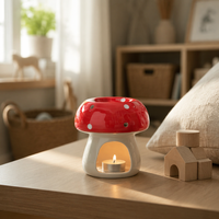 Nouveau diffuseur d'arômes en céramique en forme de champignon, chauffe-cire et brûleur d'huiles essentielles pour spa, yoga et méditation