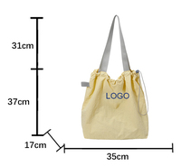 Bolsa de compras de un solo hombro ligera personalizada para jóvenes resistente al agua y bonita con cierre de cordón con asa de cuerda