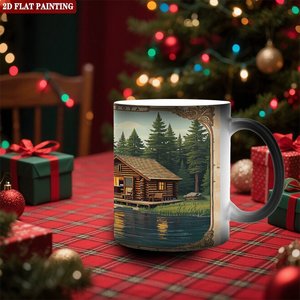 Mug classique fin en céramique noir givré 11oz, tasse à thé thermosensible changeant de couleur - Product Image 2
