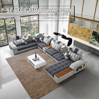 Canapé d'angle moderne haut de gamme pour plusieurs personnes, ensemble de canapés modulaires sectionnels en tissu et bois, meubles de salon pour villa