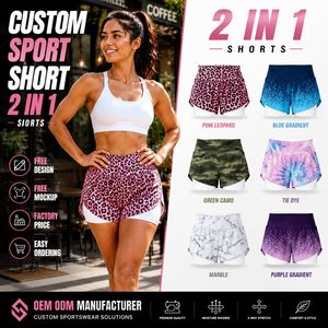 <span class=keywords><strong>Pantaloncini</strong></span> Sportivi 2 in 1 da Donna, 5 e 7 Pollici, Personalizzabili, a Due Strati, per Allenamento, Palestra, Corsa, Tennis, <span class=keywords><strong>Pallavolo</strong></span>, Abbigliamento OEM - Product Image 1
