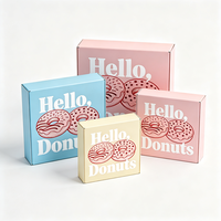 Boîte cadeau pour beignets personnalisée, impression numérique, rose, livraison express 72h, boîte de boulangerie en carton recyclable