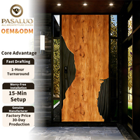 Portes d'entrée extérieures de sécurité en bois et aluminium, nouveau design OEM PSL 2026, pour maisons, villas et résidences