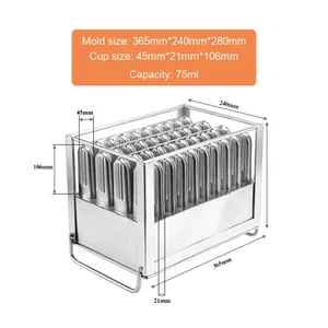 Venta al por Mayor 40 Moldes de Acero Inoxidable con Punta Redonda para Paletas de Hielo Caseras de Cuatro Ranuras con Características Sostenibles Herramientas para Helado - Product Image 6