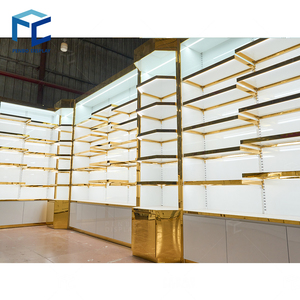 Sang trọng mở nhiều lớp trang sức tường hiển thị Showcase tùy chỉnh LED chiếu sáng MDF đồ trang sức Cửa Hàng Đồ Nội Thất Tường hiển thị Kệ thiết kế - Product Image 4
