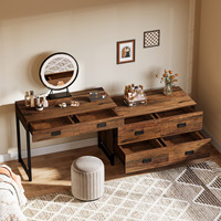 Bureau d'ordinateur en forme de L de grande taille Tribesigns pour le bureau à domicile avec armoire à 4 tiroirs et 6 tiroirs Meubles de bureau en bois