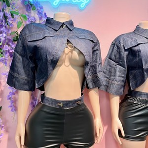 Conjunto de Ropa de 2 Piezas para Mujer, Primavera-Verano 2026, <span class=keywords><strong>Top</strong></span> y Shorts a la Moda, Ajustados, Casuales, de Spandex/Poliéster - Product Image 3