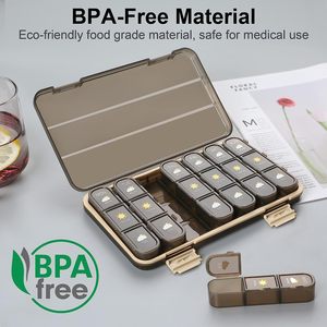 Pastillero mensual, caja organizadora de pastillas AM/PM para 7 días, 21 compartimentos, caja de embalaje de pastillas, organizador portátil de viaje - Product Image 3
