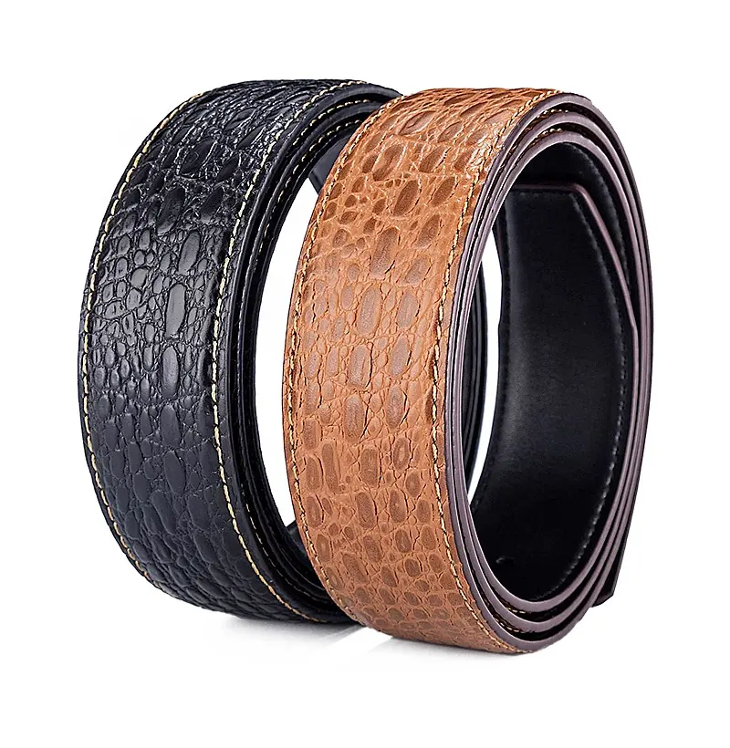 Sangle de ceinture en cuir véritable serpent de 28 mm de large avec trous sans boucle pour homme