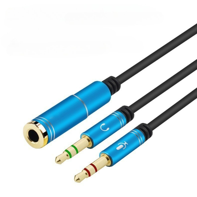 3.5mm Female 2 Dual 3.5mm Male Golden Plated PVC Audio Adapter Headphone Mic Splitter Y Aux Cable for Computer Speaker