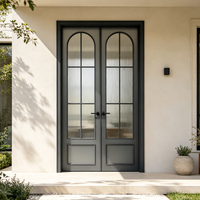 Source Factory Bulk Order French Grid Bars Double Glazed Heat Insulation Impact Resistant Aluminum Glass Casement Door