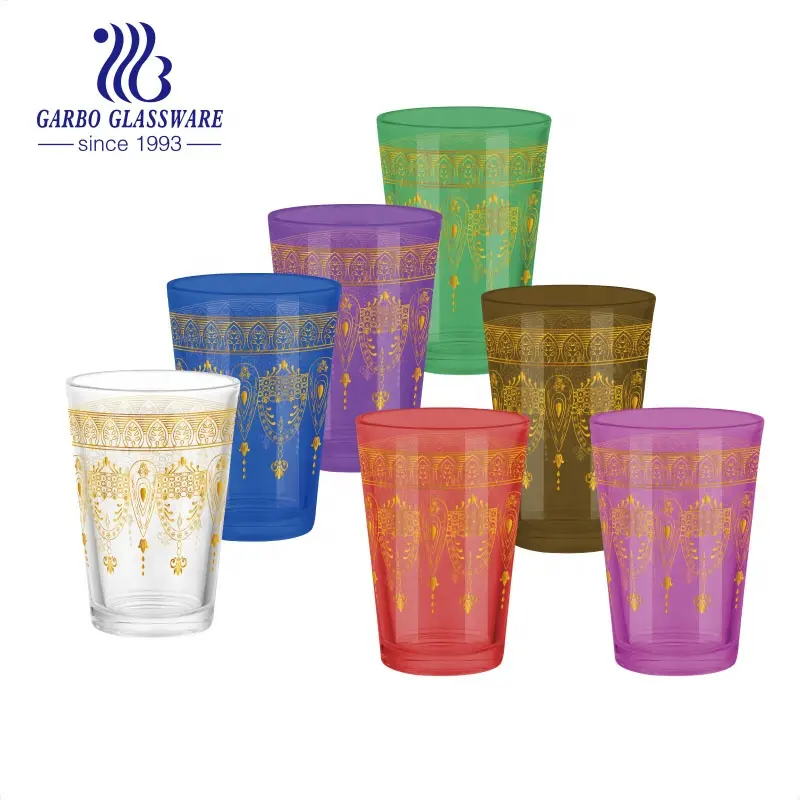 Высококачественные спрей цветные чайные очки с золотой наклейкой, новейший стакан для чая, Лидер продаж, китайский поставщик или оптовик