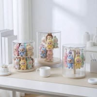 Nouvelle conception de vitrine rotative transparente anti-poussière pour les poupées Labubu, figurines de collection