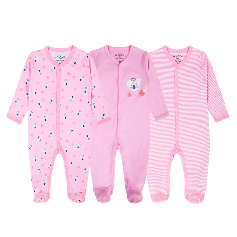 Jy.cozy roupas de bebê 100% algodão, peça única body de manga comprida, macacão de bebê com fecho de pressão, conjunto de roupas para infantil