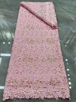 Dentelle soluble dans l'eau haut de gamme, garniture de perles, tube brodé, tissu pour robe de mariée, robe de soirée