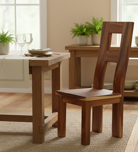 Chaise de salle à manger élégante en bois de suar avec dossier en H artisanal, au caractère boisé riche et à la construction robuste, idéale pour les maisons modernes. - Product Image 5