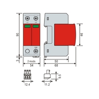 Telebahn 240V 275V/550V AC 2P 20kA 50kA 8kA 200kA Phase fractionnée 3W + G système Delta mis à la terre d'angle SPD parasurtenseurs parafoudre