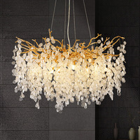 Lustre en cristal pour décoration intérieure, forme de raisins, luminaire suspendu doré K9, style américain, pour salon, chambre à coucher
