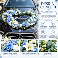 Couronne de roses artificielles bleues et blanches en forme de cœur personnalisée pour la décoration de la voiture de mariage