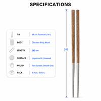 Baguettes créatives haut de gamme en titane pur, anti-moisissure, avec joint en bois de wengé, pour la cuisine domestique, ensemble de couverts, cadeaux, style chinois chic