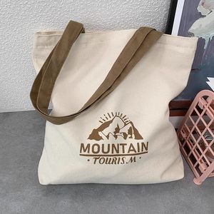 New <b>Small</b> Letter <b>Canvas</b> Tote <b>Bag</b> with Customized Color Logo Handheld Shoulder Strap for Student Shopping Gift Multi-Purpose Use - Product Image 4