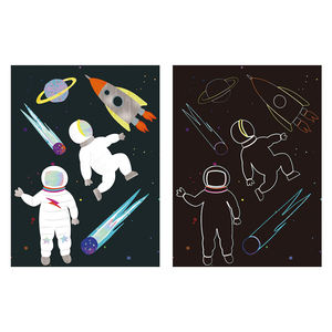 Lukisan goresan DIY disesuaikan 9 buah menggaruk Dra ruang tema sketsa gambar seni untuk anak-anak ajaib pelangi kertas tempel - Product Image 5