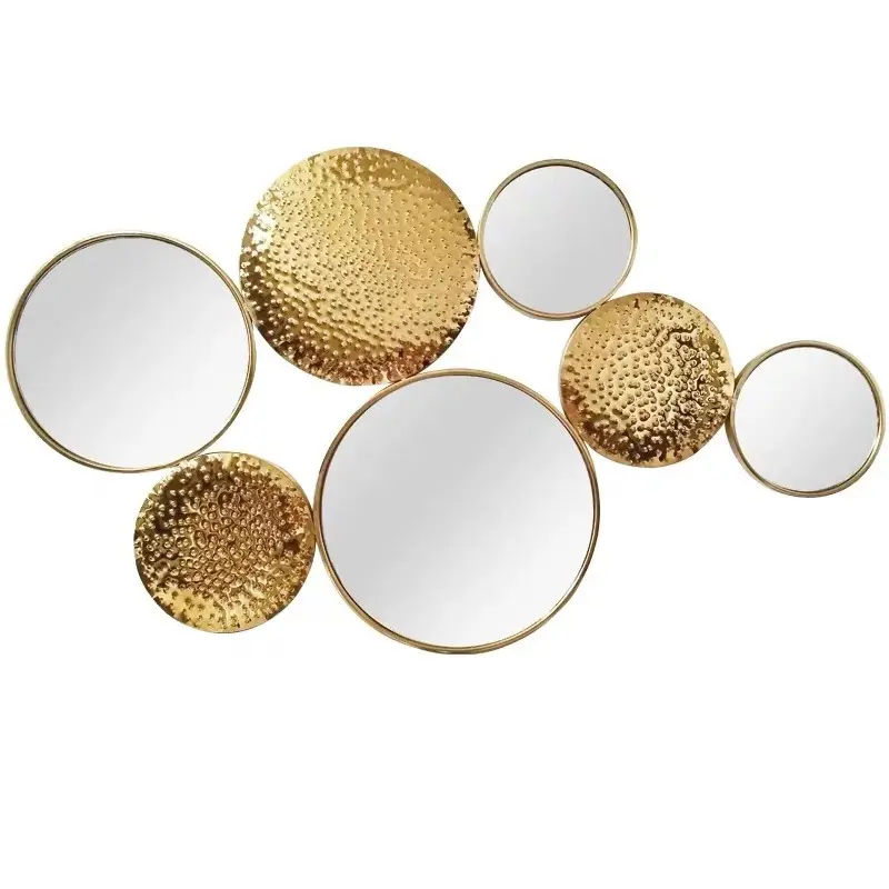 Metal Round Circles Frame Interior Light Luxury Art Wall Home Decoration Mirror