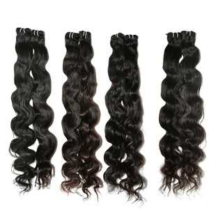Extensiones de Cabello Humano 100% Virgen Indio Remy Ondulado Natural Negro sin Procesar, Paquete de 100g, Doble Trama a Máquina, Suelto - Product Image 1