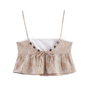 MYST & ZAwomen's Clothing2025 Summer New European and American Style Sexy Backless Embroidered Short Suspender <span class=keywords><strong>Top</strong></span> 3606919 3639919 - Product Image 6
